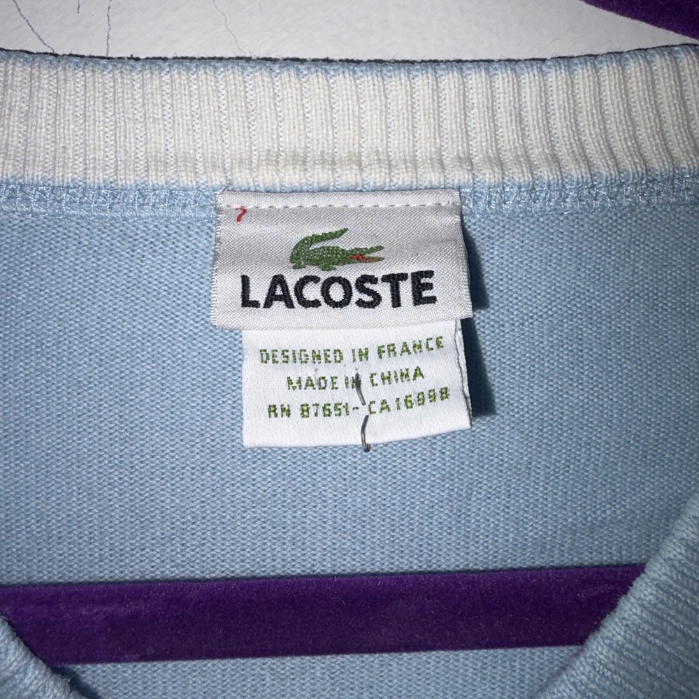 Lacoste Men's Sky Blue V-Neck Sweater - Picture 5 of 5